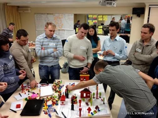 A lego4scrum workshop in progress