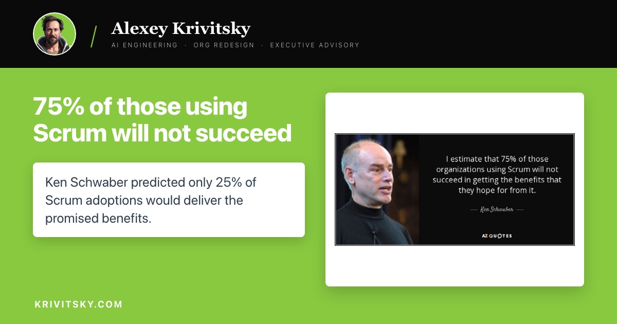 75% of those using Scrum will not succeed