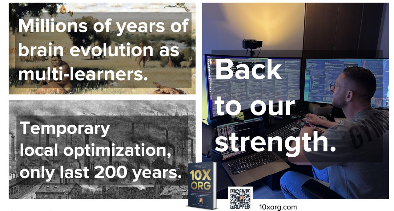 Multi-learning: millions of years of brain evolution vs 200 years of temporary local optimization
