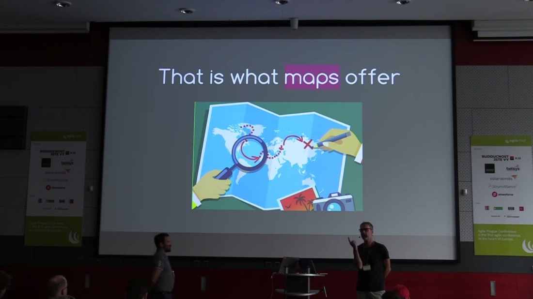 Title card from the Agile Prague 2022 talk — "Org Topologies" by Alexey Krivitsky and Roland Flemm